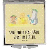 Mr. & Mrs. Panda Kosmetikspiegel Sommer Meer Strand - Gelb Pastell - Geschenk, am, Strandurlaub, Schminkspiegel, Kleiner Spiegel, Urlaub, Sommerferien, Kamin, Frauen