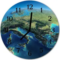 Tulup Glasuhr Wanduhr Küchenuhr Echt-Glas 30fi cm Erde blau