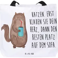 Mr. & Mrs. Panda Strandtasche Katze Dose - Weiß - Geschenk, Kater, Katzen, Herz, Schultasche, Tote Bag, Bezaubernd, Reisetasche, Cats, Tasche, Laptoptasche