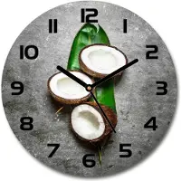 Tulup Wanduhr aus Glas 30fi Glasbild Glasuhr Gehärtetes Glas - schwarze-zeiger - Halves of coconut
