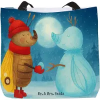 Mr. & Mrs. Panda Schultasche Nachtfalter Schneemann Design - Weiß - Geschenk, Winter, Weihnachten, Schnee, Reisetasche, Beutel, Weihnachtsgruß, Tasche, Strandtasche