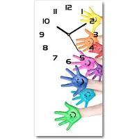Tulup Wanduhr aus Glas – 30x60 cm - Glasbild - Glasuhr - Gehärtetes Glas -Gemalte Hände