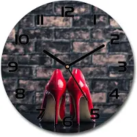 Tulup Wanduhr aus Glas 30fi Glasbild Glasuhr Gehärtetes Glas - schwarze-zeiger - Red heels