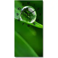 Tulup Wanduhr aus Glas – 30x60 cm - Glasbild - Glasuhr - Gehärtetes Glas -Ein Grashalm