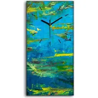 Coloray Leinwand Wanduhr Wandkunst Uhr 30x60 Malerei Abstrakte See blüten Pflanzen Kunst - schwarze Hände
