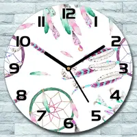 Coloray Wanduhr aus Glas Rund fi 30 Bunte Traumfänger Quarz Deko Wohnzimmer Büro