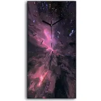 Coloray Dekor Leinwand Uhr Wandbilder 30x60 Kunst Abstrakte violette Aquarellfarbe - schwarze Hände
