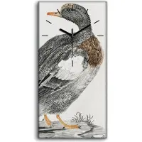 Coloray Leinwand Uhr Küche Wohnzimmer Bild 30x60 Zeichnung Tier Vogel Ente Kunst - schwarze Hände