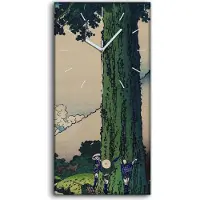 Coloray Küchenuhr Bürouhr Leinwand Uhr 30x60 Gemälde Berg Baum Dorfbewohner Wolken Kunst - weiße Hände