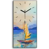 Coloray Küche Wohnzimmer Wand Leinwand Uhr 30x60 Wandbild Wohnkultur Boot segelt Wasser - schwarze Hände