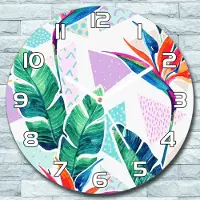 Coloray Wanduhr aus Glas Rund fi 30 Abstraktes Aquarell Quarz Deko Schlafzimmer Büro
