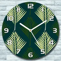Coloray Wanduhr aus Glas Rund fi 30 Abstrakte Blätter Quarz Deko Wohnzimmer Büro