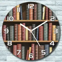 Coloray Wanduhr aus Glas Rund fi 30 Alte Bücher Regal Quarz Deko Schlafzimmer Büro