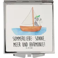 Mr. & Mrs. Panda Kosmetikspiegel Sommerliebe - Weiß - Geschenk, Sommerferien, Frauen Spiegel, Winter, Motive, Natur, Kuscheln, Klappbarer, Schminkspiegel, Taschenspiegel