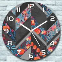 Coloray Wanduhr aus Glas Rund fi 30 Chevron Vintage Quarz Deko Wohnzimmer Büro