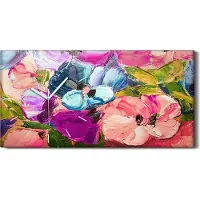 Coloray Dekor Leinwand Uhr Wandbilder Geräuschlos Kunstdruck 60x30 Malerei Kunst Blumen - weiße Hände