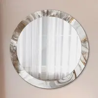 Coloray Runder Spiegel mit Modernem Aufdruck - Dekospiegel Wandmontage -Licht Marmor- Ø80cm
