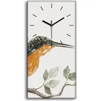 Coloray Wandkunst Leinwand Bild Uhr Geräuschlos 30x60 Zeichnung Tier Vogel Zweig Kunst - schwarze Hände