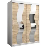 MEBLE KRYSPOL Kleiderschrank, Schiebetürenschrank Schlafzimmer, Schrank mit Spiegel SEWILLA 150 cm