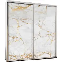 Furniture24 Schwebetürenschrank PENELOPA 205 Schrank Kleidereschrank mit Grafiken Marmor 4