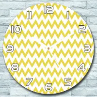Coloray Wanduhr aus Glas Rund fi 30 Zickzack gelb weiß Quarz Deko Schlafzimmer Büro
