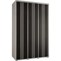 MEBLE KRYSPOL Cannes 6 Schrank mit 3 Schiebetüren - 205,2x150x60 cm - Weiß Schwarz Silber