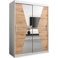 MEBLE KRYSPOL Kleiderschrank, Schiebetürenschrank Schlafzimmer, Schrank mit Spiegel MAROKO 150 cm