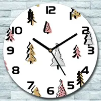 Coloray Wanduhr aus Glas Rund fi 30 Pastell Tannenbaum Quarz Deko Schlafzimmer Büro