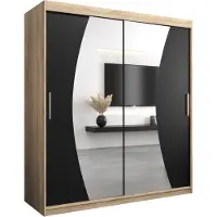MEBLE KRYSPOL Kleiderschrank, Schiebetürenschrank Schlafzimmer, Schrank mit Spiegel WAVE 180 cm