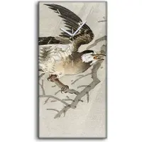 Coloray Wandbild Leinwand Bilder mit Uhr 30x60 Malerei Zweig Tier Vogel Asiatische - weiße Hände