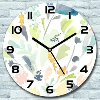 Coloray Wanduhr aus Glas Rund fi 30 Florale Abstraktion Quarz Deko Wohnzimmer Büro