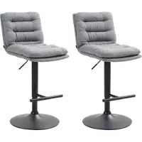BellaFurn 2-teiliges Barhocker-Set - Bankhocker - Hoher Sitzkomfort | Farbe: Grau | Grundfarbe: Schwarz