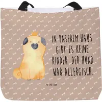 Mr. & Mrs. Panda Stoffbeutel Mops Krone - Hundeglück - Geschenk, Königlich, Tasche, Strandtasche, Beutel, Tote Bag, Sprüche, Hund, Schultasche, Kinderlos, Pandatasche