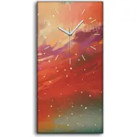 Coloray Wanduhr Uhr Wandbild Leinwand 30x60 Kunst Mann mit Fahrrad und rote Wolken - weiße Hände
