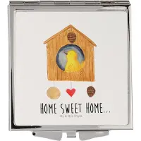 Mr. & Mrs. Panda Schminkspiegel Vogelhaus Home - Weiß - Geschenk, Taschenspiegel, Quadratischer Spiegel, Umzug, Sweet, Handspiegel, Haus, Kleiner, Lustige Sprüche, Vogel