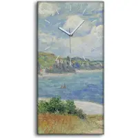 Coloray Wanduhr Leinwand Bild Uhr Geräuschlos 30x60 Monet Claude Road in den Pourville - weiße Hände