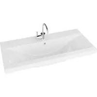 Domino LAVITA Möbelwaschtisch Kalifornia 800 | Möbelwaschbecken | Waschbecken mit Überlauf und Hahnloch | Aus hochwertigem Porzellan | Waschtisch | 81x39x17 cm | Weiß Glanz