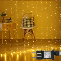 Lapamax 3x3M LED Lichtervorhang Innen Lichterkette Warmweiß 8 Modi Timer 31V Weihnachtsbeleuchtung IP44 Weihnachtsdeko Fenster Balkon Garten