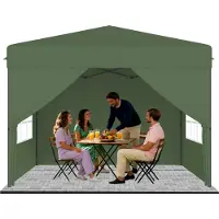 QEENTOE Pop-Up Faltpavillon 3x3m Grün mit Seitenwänden, höhenverstellbar 240–260cm, Wasserdicht & winterfest mit UV-Schutz für Garten Camping Hochzeit