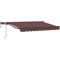 Syfax Manuelle Markise mit Solar-LED 3,5 x 2 m Braun 100% Polyester