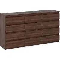 STIV Möbel | Kommode mit 12 Schubladen (8+4) | Eiche Wenge | 180 cm | modern & grifflos | Schlafzimmer & Wohnzimmer