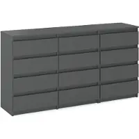 STIV Möbel | Kommode mit 12 Schubladen (8+4) | Grau Matt | 180 cm | modern & grifflos | Schlafzimmer & Wohnzimmer