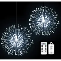 Lapamax 2 Stück Feuerwerk Lichterkette Batteriebetrieben, Weihnachtsbeleuchtung mit Fernbedienung, Weihnachtsdeko, Kaltweiß