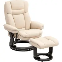 HOMCOM Relaxsessel mit Hocker drehbarer Fernsehsessel mit Liegefunktion Creme