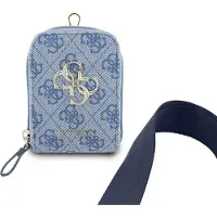 GUESS - Universal Strap 4G Metal Logo universelles Handykabel mit kleiner Zubehörtasche, verstellbar, Kunstleder – blau