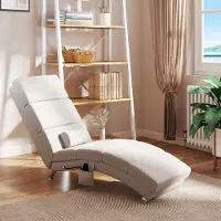 Sweiko Relaxsessel Elektrisch Massagesessel mit Liegefunktion Wärmefunktion Vibration Lendenkissen 56 x 168 x 84 cm Cremeweiß