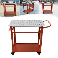 StarTech.com Schweißtisch - Stahl-Werkbank - 91,44×61×91,44 cm - 2 Ebenen - 272 kg Traglast - 4 Rollen - 16 mm Lochung - Rot