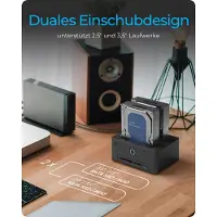Icy Box IB-1233CL-CR, HDD Docking & Klonstation mit Kartenlesern CF + SD und USB Hub, USB 3.2 Gen1 (5 Gbit/s), HDD, SSD, SATA, 2.5,3.5", USB 3.2 Gen 1 (3.1 Gen 1) Type-A, Schwarz, 5 Gbit/s