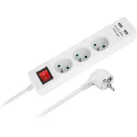 Rebel elektros tinklo ilgintuvas 3 lizdai + 2 USB lizdai su jungikliu