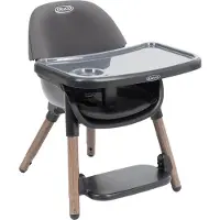 Graco Presti Hochstuhl, ab ca. 6 Monaten bis ca. 6 Jahre (max. 27,3 kg), mitwachsend in 3 Modi, kompakt zusammenklappbar, abnehmbares Tablett (Aufsatz spülmaschinenfest), Schwarz/Grau, Charcoal
